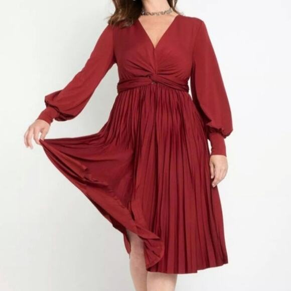 NWT Eloquii Knot Front Pleated Skirt Dress - Picture 1 of 7